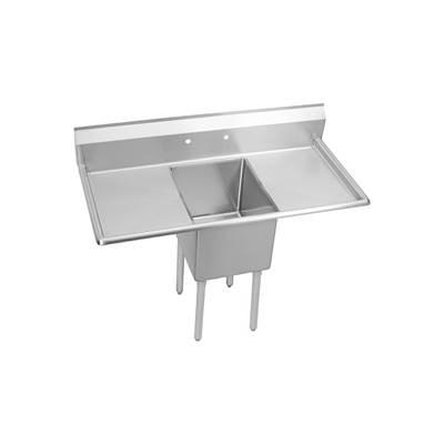 1 Compartment Sink, 54X24 OA, 18X18 Bowl, 14 Deep, L & R 18'' DBs, SS Legs, 18 GA 300 Series SS, NSF by Elkay
