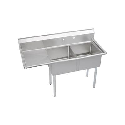 Elkay 2 Compartment Sink, 59X24 OA, 18X18 Bowl, 12 Deep, Left 18'' DB, SS Legs, 16 GA 300 Series... by Elkay
