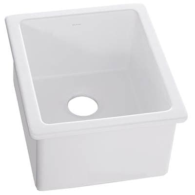 Elkay Fireclay 15'' X 17'' X 10-1/8'' Single Bowl Undermount Bar Sink - White