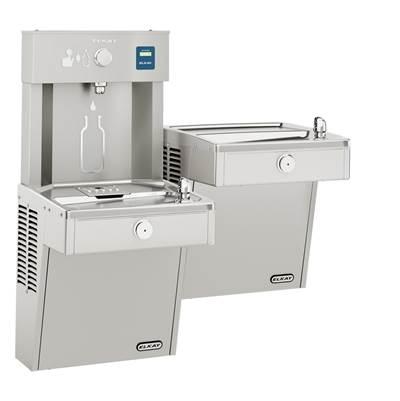 ezH2O Vandal-Resistant Bottle Filling Station & Bi-Level Reverse Cooler Non-Filtered Refrigerated Stainless by Elkay