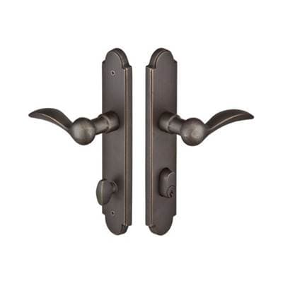 Multi Point C1, Keyed with American Cyl, Arched Style, 2'' x 10'', Aurora Lever, LH, FB - Flat Black Bronze Patina
