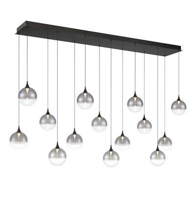 Iissa, Chandelier, 14-Light, 72'', Matte Black, Smoked Glass by Eurofase