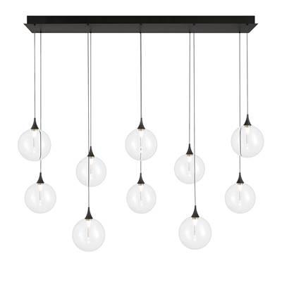 Iissa, Chandelier, 10-Light, 47'', Matte Black, Clear Glass by Eurofase