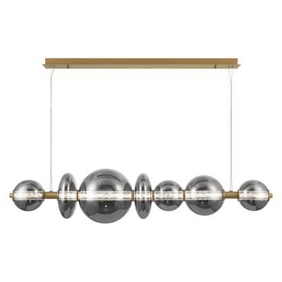 Atomo, Chandelier, 7-Light, 56'', Gold, Smoked Glass by Eurofase
