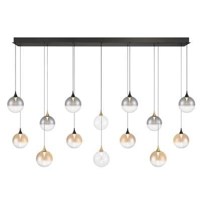 Iissa, Chandelier, 14-Light, 72'', Gold-Black Mix, Mixed Glass by Eurofase