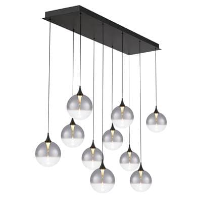 Eurofase Iissa, Chandelier, 10-Light, 47'', Matte Black, Smoked Glass by Eurofase