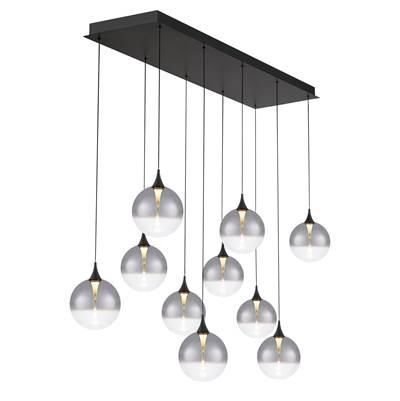 Iissa, Chandelier, 10-Light, 47'', Matte Black, Smoked Glass