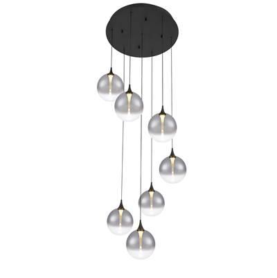 Iissa, Chandelier, 7-Light, 21'', Matte Black, Smoked Glass by Eurofase
