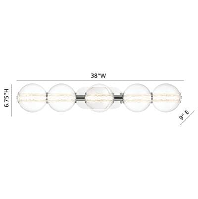 Eurofase Atomo, Vanity, 5Lt, 38'', Chrome, Clear Glass by Eurofase