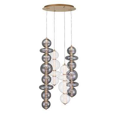 Eurofase Atomo, Chandelier, 4-Light, 50'', Gold, Mixed Glass by Eurofase