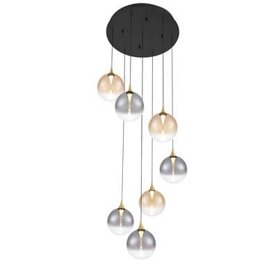 Iissa, Chandelier, 7-Light, 21'', Gold, Mixed Glass by Eurofase