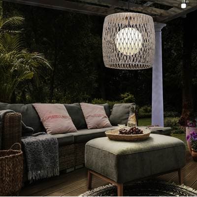 Eurofase Lara, Outdoor, 22'', Matte Black, Beige Rope