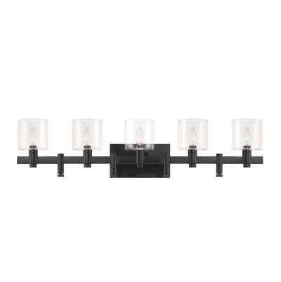 Eurofase Decato, Vanity, 5Lt, 38'', Matte Black, Clear Glass