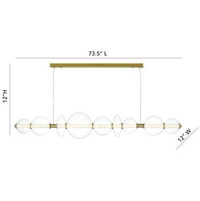 Atomo, Chandelier, 9-Light, 74'', Gold, Clear Glass by Eurofase