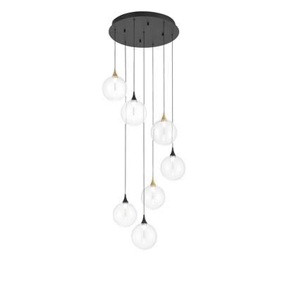 Iissa, Chandelier, 7-Light, 21'', Gold-Black Mix, Clear Glass by Eurofase