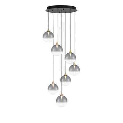 Iissa, Chandelier, 7-Light, 21'', Gold, Smoked Glass