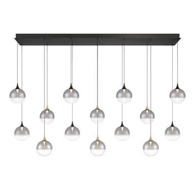 Iissa, Chandelier, 14-Light, 72'', Gold-Black Mix, Smoked Glass by Eurofase