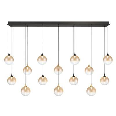 Iissa, Chandelier, 14-Light, 72'', Gold-Black Mix, Amber Glass by Eurofase