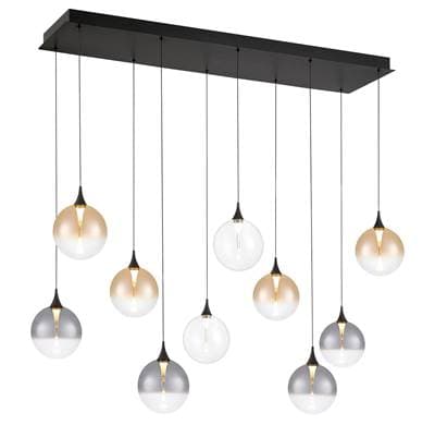 Eurofase Iissa, Chandelier, 10-Light, 47'', Matte Black, Mixed Glass by Eurofase
