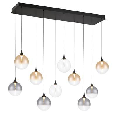 Iissa, Chandelier, 10-Light, 47'', Matte Black, Mixed Glass