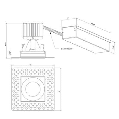 Eurofase Amigo 15W 1 Light Square Trimless Downlight 3000K - Black