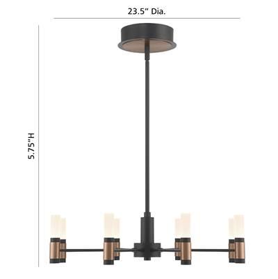 Albany, Chandelier, 8-Light, 24'', Brass-Black Mix, White Acrylic by Eurofase