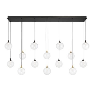 Iissa, Chandelier, 14-Light, 72'', Gold-Black Mix, Clear Glass