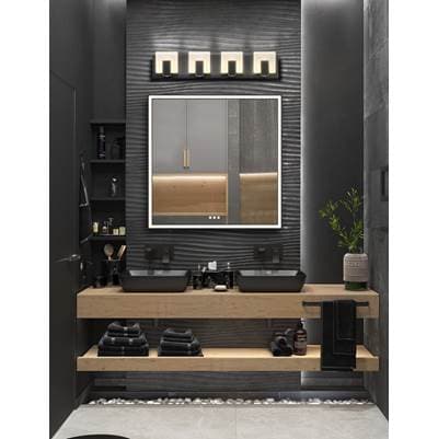 Eurofase Canmore, Vanity, 4Lt, 27'', Matte Black, Frosted Acrylic by Eurofase