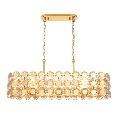 Eurofase Perrene, Chandelier, 8-Light, 40'', Gold, Clear Glass
