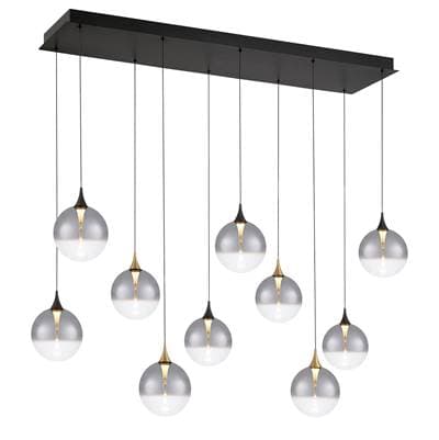 Eurofase Iissa, Chandelier, 10-Light, 47'', Gold-black Mix, Smoked Glass - Gold Black Mix by Eurofase