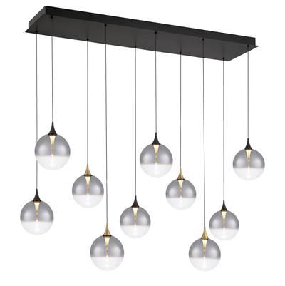 Iissa, Chandelier, 10-Light, 47'', Gold-Black Mix, Smoked Glass