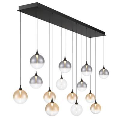 Iissa, Chandelier, 14-Light, 72'', Matte Black, Mixed Glass