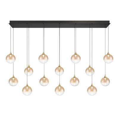 Iissa, Chandelier, 14-Light, 72'', Gold, Amber Glass