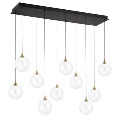 Eurofase Iissa, Chandelier, 10-Light, 47'', Gold, Clear Glass by Eurofase