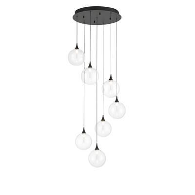 Iissa, Chandelier, 7-Light, 21'', Matte Black, Clear Glass