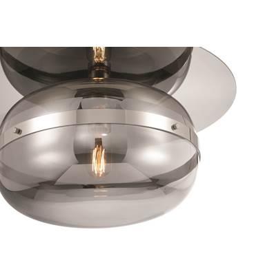 Nottingham, Flush Mount, 14'', Polished Nickel, Smoked Glass