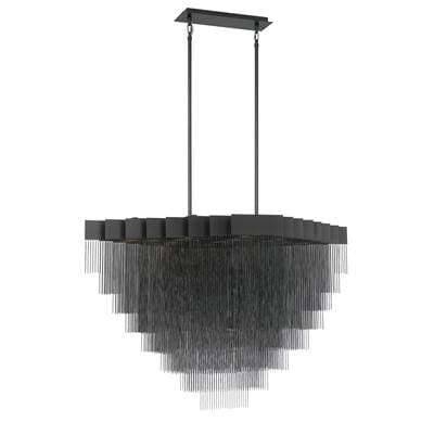 Eurofase Bloomfield, Chandelier, 22-Light, 47'', Matte Black, Black Aluminum