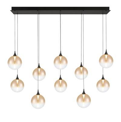 Iissa, Chandelier, 10-Light, 47'', Matte Black, Amber Glass by Eurofase