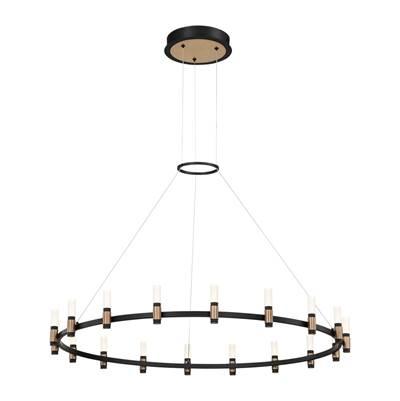 Albany, Chandelier, 18-Light, 45'', Brass-Black Mix, White Acrylic