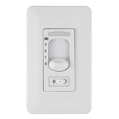 Fanimation Three Speed Wall Control Non Reversing - Fan Speed and Light - On/off Toggle - White