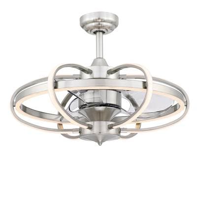 Fanimation Obvi 22 Inch Indoor Ceiling Fan with Clear Blades and LED Light Kit - Brushed Nickel