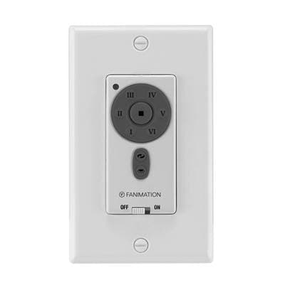 Fanimation Six Speed DC Motor Wall Control Reversing - Fan Speed and Light - White