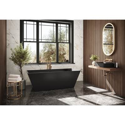 Fleurco ARIA Calando Tub/6829/matte BLK Ext/gloss BLK Int/blk Drain - Matte Black