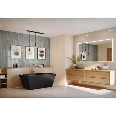 Fleurco ARIA Calando Tub/5631/matte BLK Ext/gloss BLK Int/blk Drain - Matte Black by Fleurco