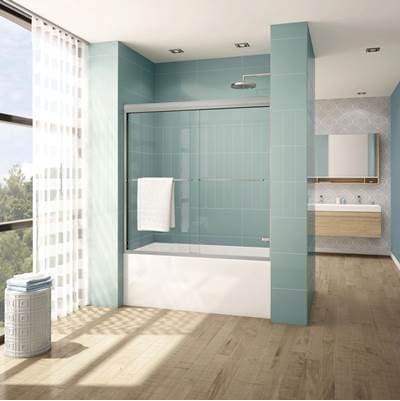 Fleurco Cordoba PLUS Tub/56-60/br Nk/clear Glass / Sekur+ - Brushed Nickel with Clear Glass