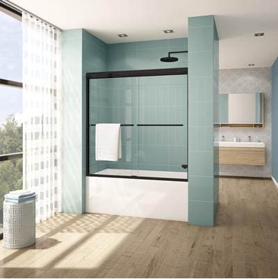 Fleurco Cordoba PLUS Tub/56-60/matte Black/clear Glass/ Sekur+ - Matte Black with Clear Glass