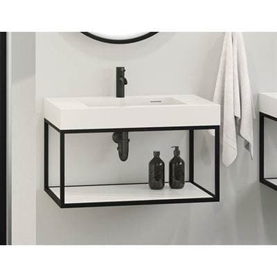 Fleurco LUNA STAK DUO Vanity Wallmount Brushed GOLD Frame 24'' White Shelf