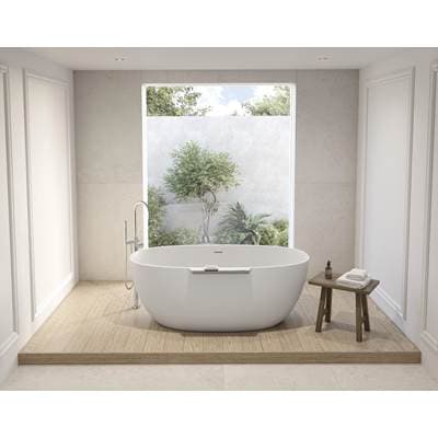Fleurco ARIA Stone Lucia Tub/63 X 35/WHITE TUB / Chrome TRIM - White with Chrome