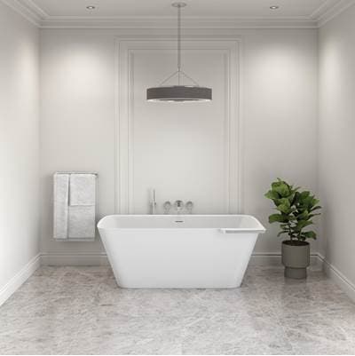 Fleurco ARIA Stone Lukas Tub/right/64 X 33/WHITE / Chrome TRIM - White with Chrome by Fleurco