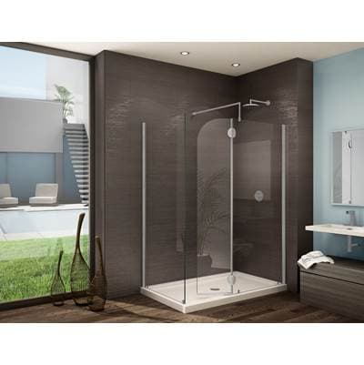 Fleurco Monaco ''v'' RD 2-PAN & Dr/br Nk/clr/lft/rct Hg/fl TB - Brushed Nickel